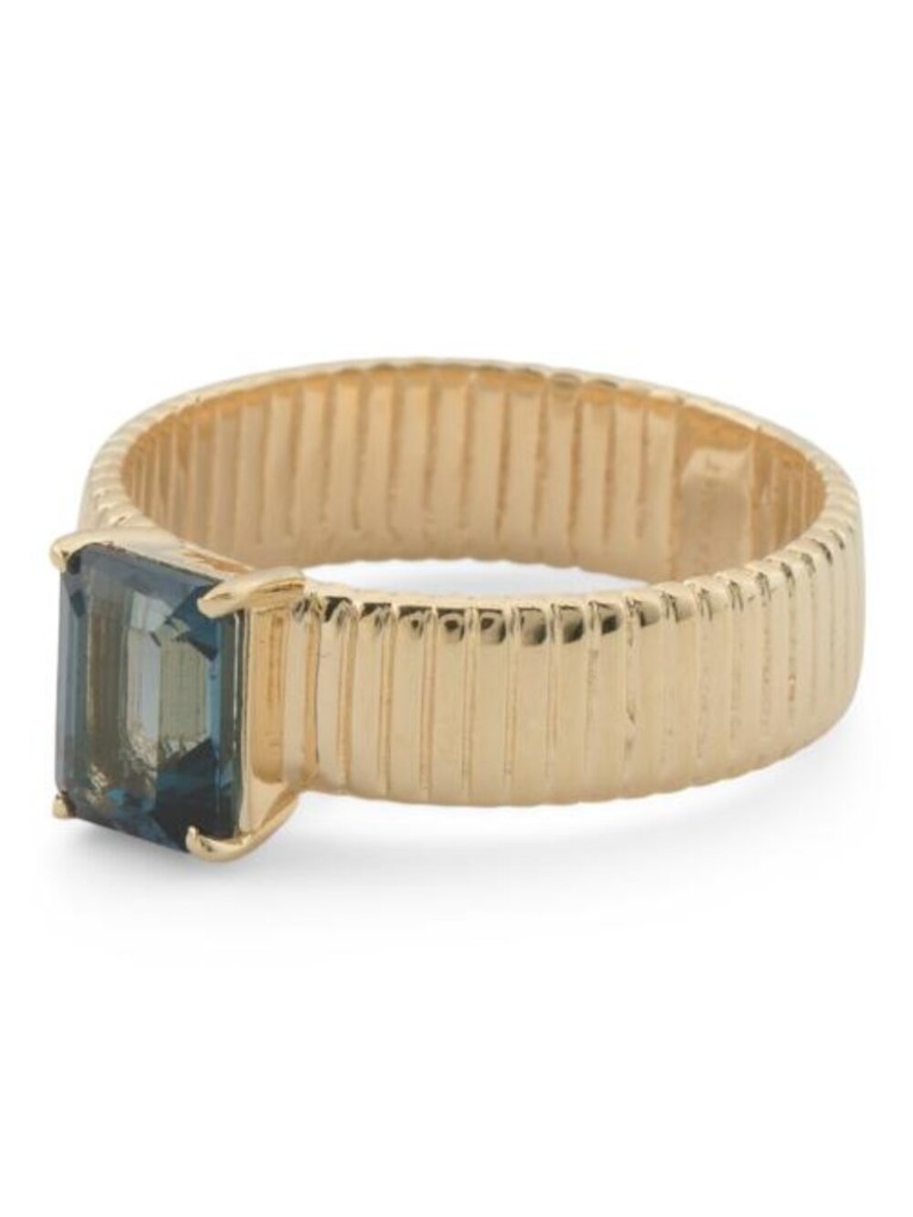 SHIVAM Made In India 14kt Gold Plated London Blue Topaz Wide Ring